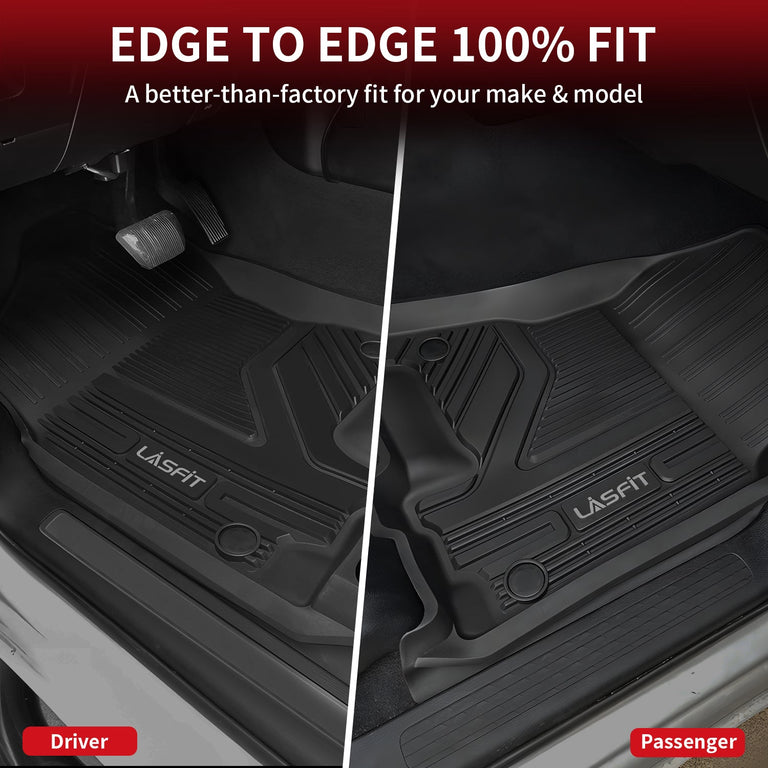 LASFIT LINERS Floor Mats Fit for Dodge Ram 1500 Crew Cab 2019-2024 with Rear Under-Seat Factory Storage Bucket Seat, All Weather Car Liners