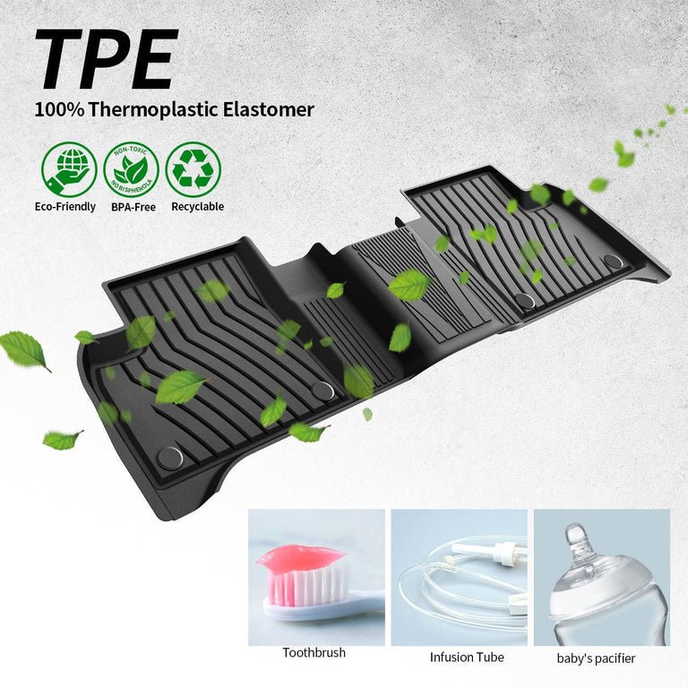 LASFIT LINERS Floor Mats Fits for 2016-2019 Mercedes Benz GLE350 400 43 AMG 450 AMG 500 500e 550 550e 63 AMG S, All Weather TPE Car Liners, 1st & 2nd Row