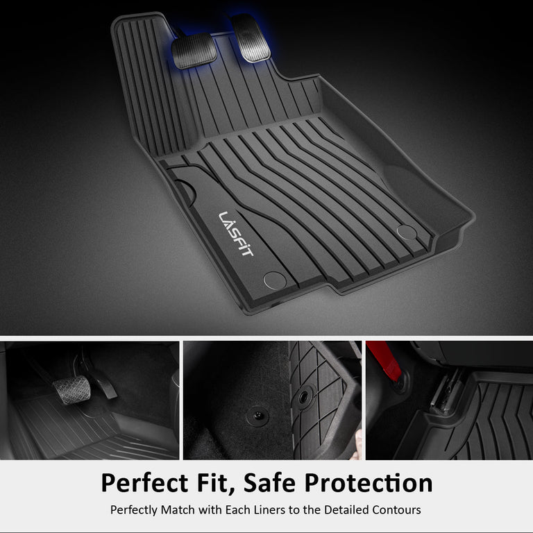 LASFIT LINERS Floor Mats Fits for 2016-2019 Mercedes Benz GLE350 400 43 AMG 450 AMG 500 500e 550 550e 63 AMG S, All Weather TPE Car Liners, 1st & 2nd Row