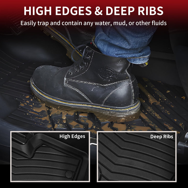 LASFIT LINERS Floor Mats Fits for 2016-2022 Mercedes Benz GLC, GLC250/ GLC300/ GLC300e/ GLC350e/ GLC43 AMG/ GLC63 AMG/ GLC63 AMG S, All Weather TPE Car Liners, 1st & 2nd Row Set