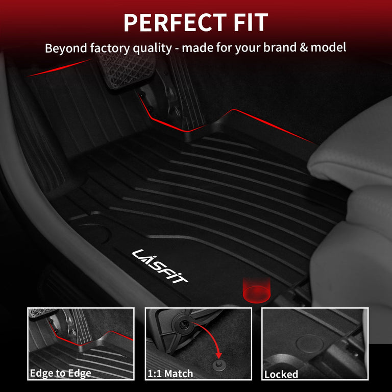 LASFIT LINERS Floor Mats Fits for 2016-2022 Mercedes Benz GLC, GLC250/ GLC300/ GLC300e/ GLC350e/ GLC43 AMG/ GLC63 AMG/ GLC63 AMG S, All Weather TPE Car Liners, 1st & 2nd Row Set