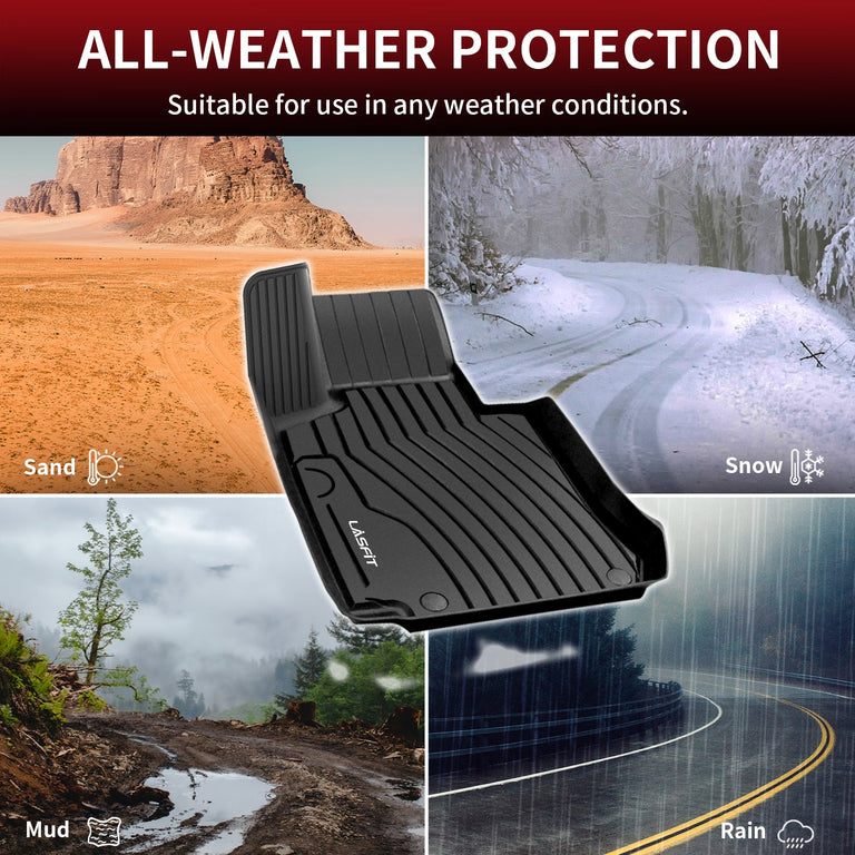 LASFIT LINERS Floor Mats Fits for 2016-2022 Mercedes Benz GLC, GLC250/ GLC300/ GLC300e/ GLC350e/ GLC43 AMG/ GLC63 AMG/ GLC63 AMG S, All Weather TPE Car Liners, 1st & 2nd Row Set