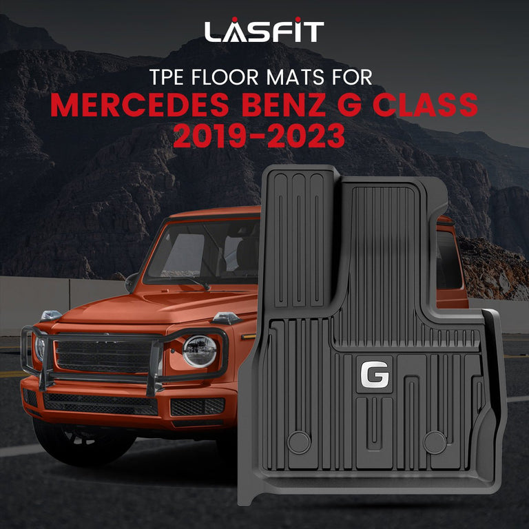 LASFIT LINERS Floor Mats Fits for 2019-2024 Mercedes Benz G Class (G500 G550 G63 AMG), All Weather Guard TPE Car Liners,1st & 2nd Row Set