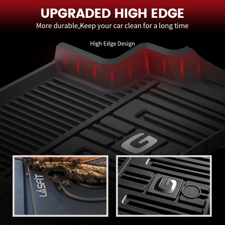 LASFIT LINERS Floor Mats Fits for 2019-2024 Mercedes Benz G Class (G500 G550 G63 AMG), All Weather Guard TPE Car Liners,1st & 2nd Row Set