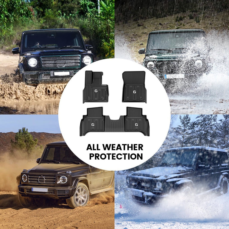 LASFIT LINERS Floor Mats Fits for 2019-2024 Mercedes Benz G Class (G500 G550 G63 AMG), All Weather Guard TPE Car Liners,1st & 2nd Row Set