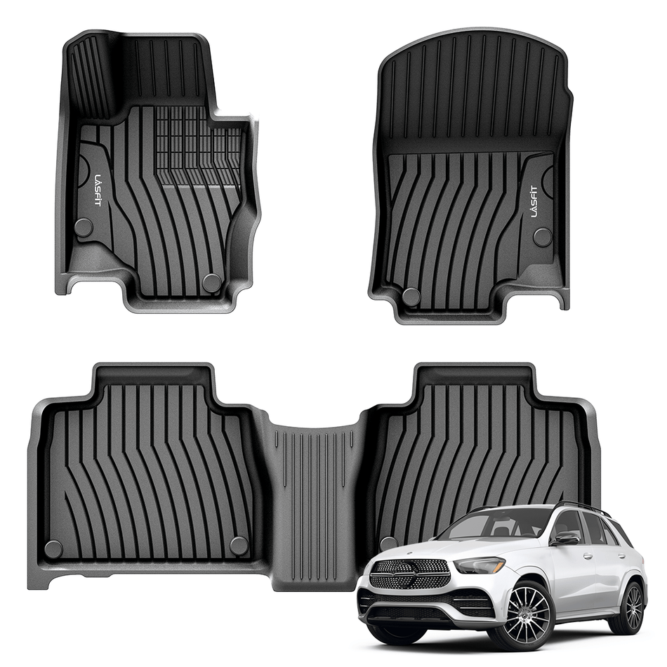 LASFIT LINERS Floor Mats Fits for 2020-2024 Mercedes Benz GLE350/ 43 AMG/ 450/53 AMG/ 580/63 AMG S(Not Fit for Coupe), All Weather TPE Car Liners, 1st & 2nd Row