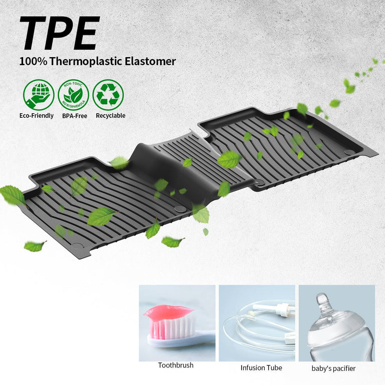 LASFIT LINERS Floor Mats Fits for 2020-2024 Mercedes Benz GLE350/ 43 AMG/ 450/53 AMG/ 580/63 AMG S(Not Fit for Coupe), All Weather TPE Car Liners, 1st & 2nd Row
