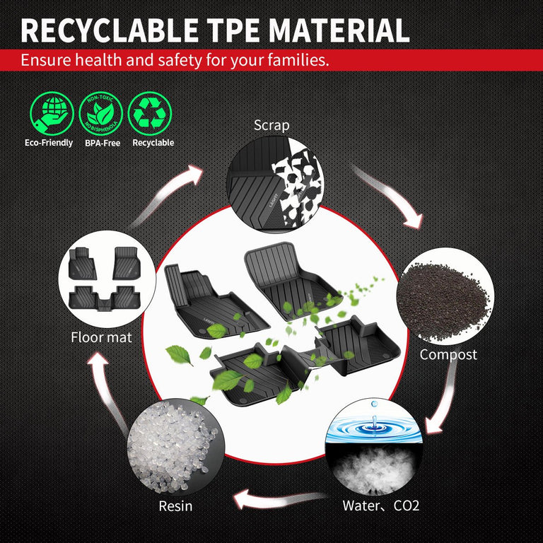 LASFIT LINERS Floor Mats Fits for BMW X4 2019-2024, Custom All Weather TPE Floor Liners, Front & Rear Rows, Black