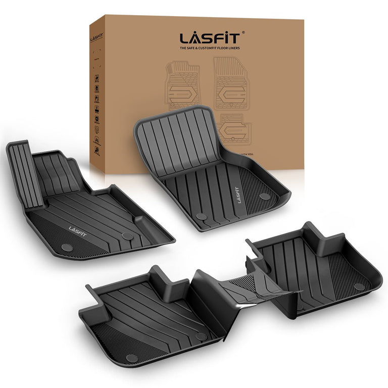LASFIT LINERS Floor Mats Fits for BMW X4 2019-2024, Custom All Weather TPE Floor Liners, Front & Rear Rows, Black