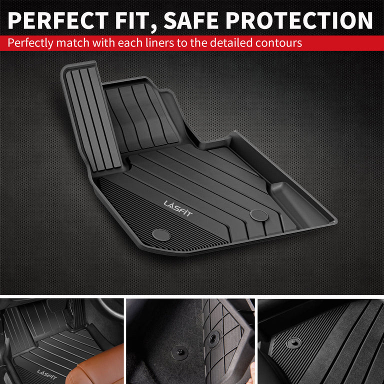 LASFIT LINERS Floor Mats Fits for BMW X4 2019-2024, Custom All Weather TPE Floor Liners, Front & Rear Rows, Black