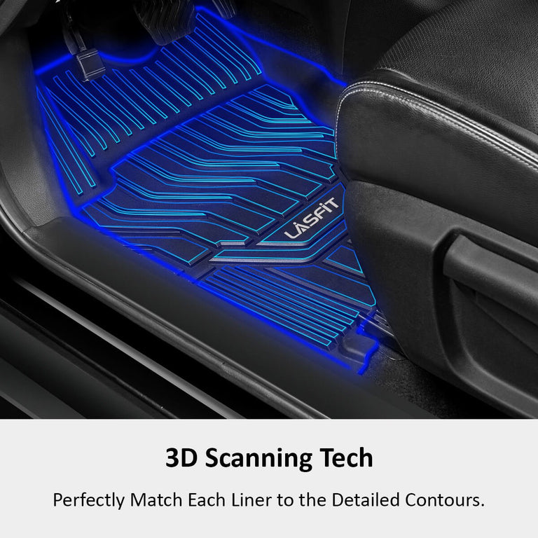 LASFIT LINERS Floor Mats Fits for Nissan Armada 2017-2018, All Weather TPE Full Coverage Car Floor Liners, 1st & 2nd Row, Black