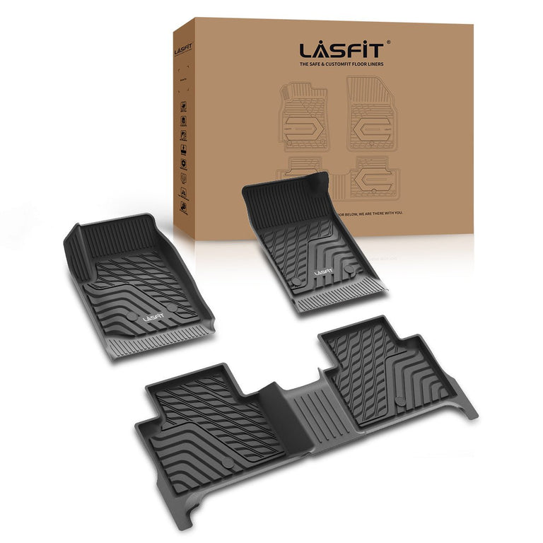 LASFIT LINERS Floor Mats for 2015-2022 Chevrolet Chevy Colorado Crew Cab All Weather TPE Car Mats, Custom Fit Floor Liners, 1st & 2nd Row, Black