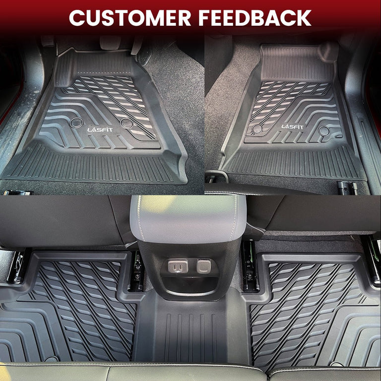 LASFIT LINERS Floor Mats for 2015-2022 Chevrolet Chevy Colorado Crew Cab All Weather TPE Car Mats, Custom Fit Floor Liners, 1st & 2nd Row, Black