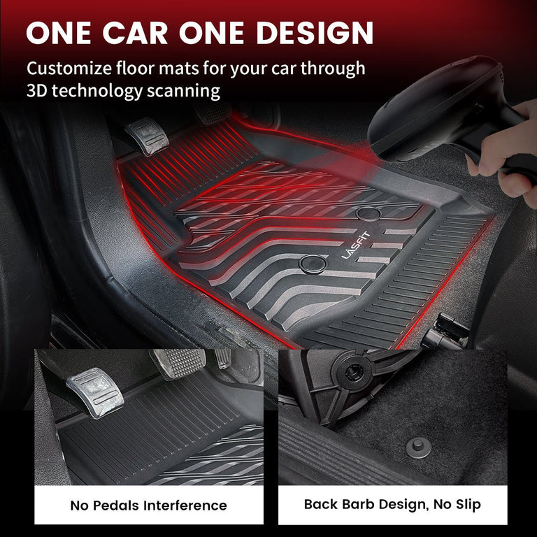 LASFIT LINERS Floor Mats for 2015-2022 GMC Canyon Crew Cab All Weather TPE Car Mats, Custom Fit Floor Liners, 1st & 2nd Row, Black