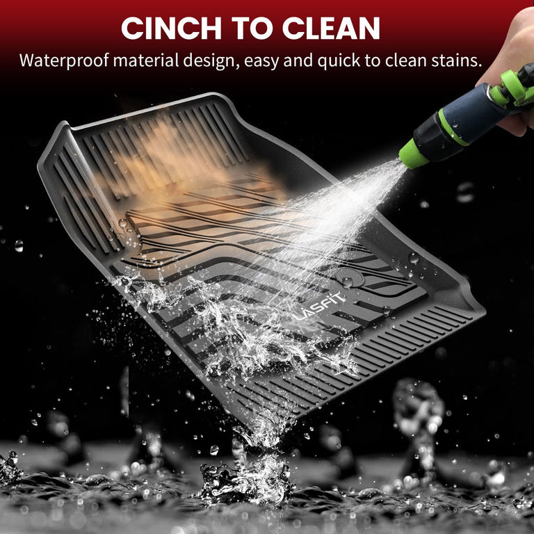 LASFIT LINERS Floor Mats for 2015-2022 GMC Canyon Crew Cab All Weather TPE Car Mats, Custom Fit Floor Liners, 1st & 2nd Row, Black