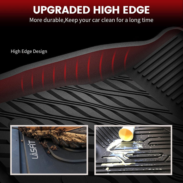 LASFIT LINERS Floor Mats for 2015-2022 GMC Canyon Crew Cab All Weather TPE Car Mats, Custom Fit Floor Liners, 1st & 2nd Row, Black