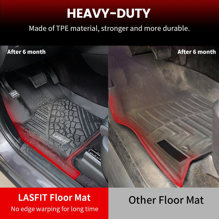 LASFIT LINERS Floor Mats for 2015-2022 GMC Canyon Crew Cab All Weather TPE Car Mats, Custom Fit Floor Liners, 1st & 2nd Row, Black