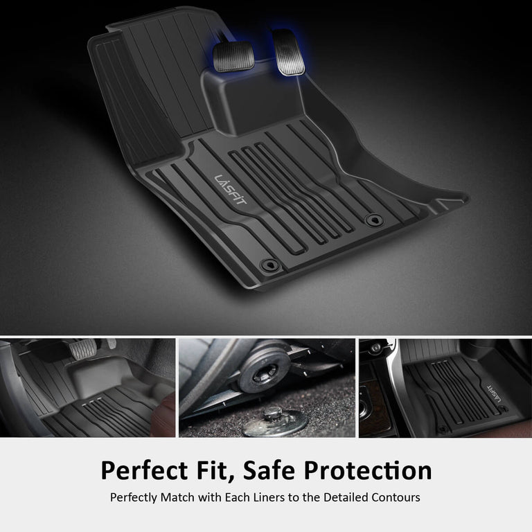 LASFIT LINERS Floor Mats for Jaguar F-pace 2017-2024, All Weather Car Mats TPE Custom Floor Liners, Front & Rear Rows, Black