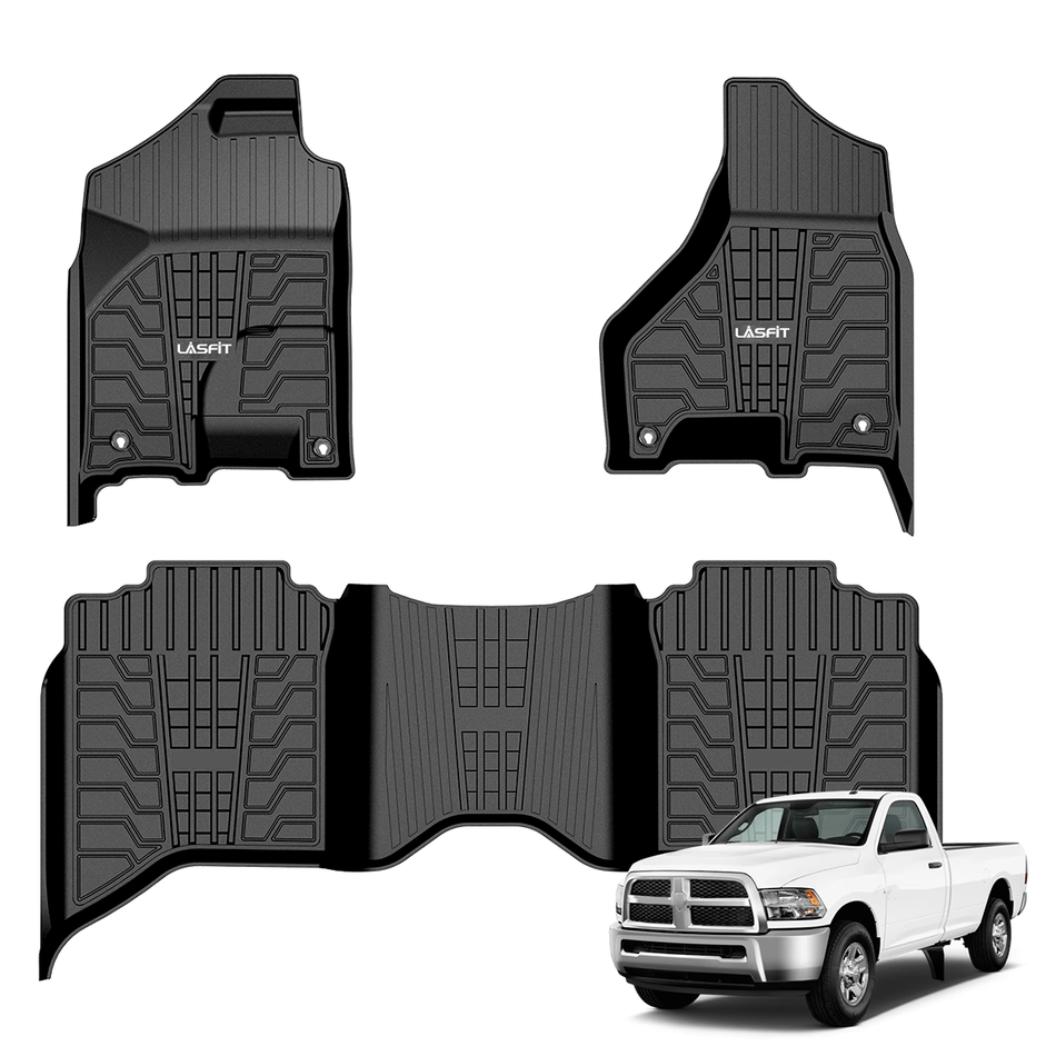 LASFIT LINERS Floor Mats for Ram 1500 Classic Crew Cab 2019-2022 All Weather Custom Fit Car Floor Liners 1st & 2nd Row, Black