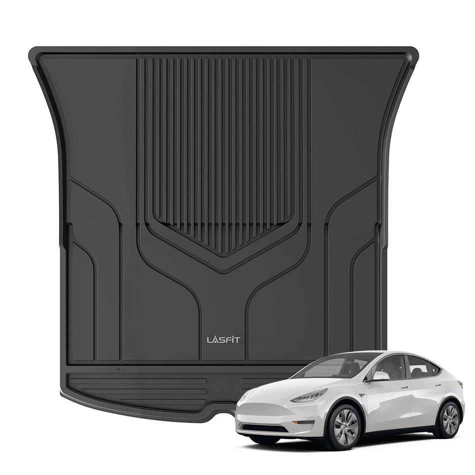 LASFIT LINERS Trunk Mats for Tesla Model Y 2023 2022 2021 2020 5 Seats Cargo Liners All Weather Protection Custom Fit TPE Mats Black