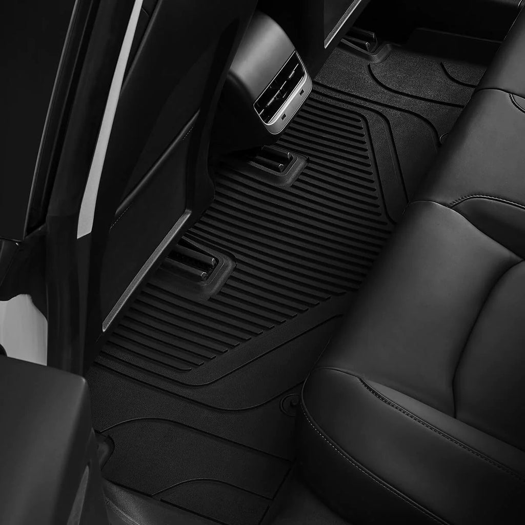 LASFIT LINERS Floor Mats for Tesla Model 3 2020 2019 2018 2017, All Weather Guard Custom Fit TPE Car Liners Accessories, Front and Rear 2 Rows Set